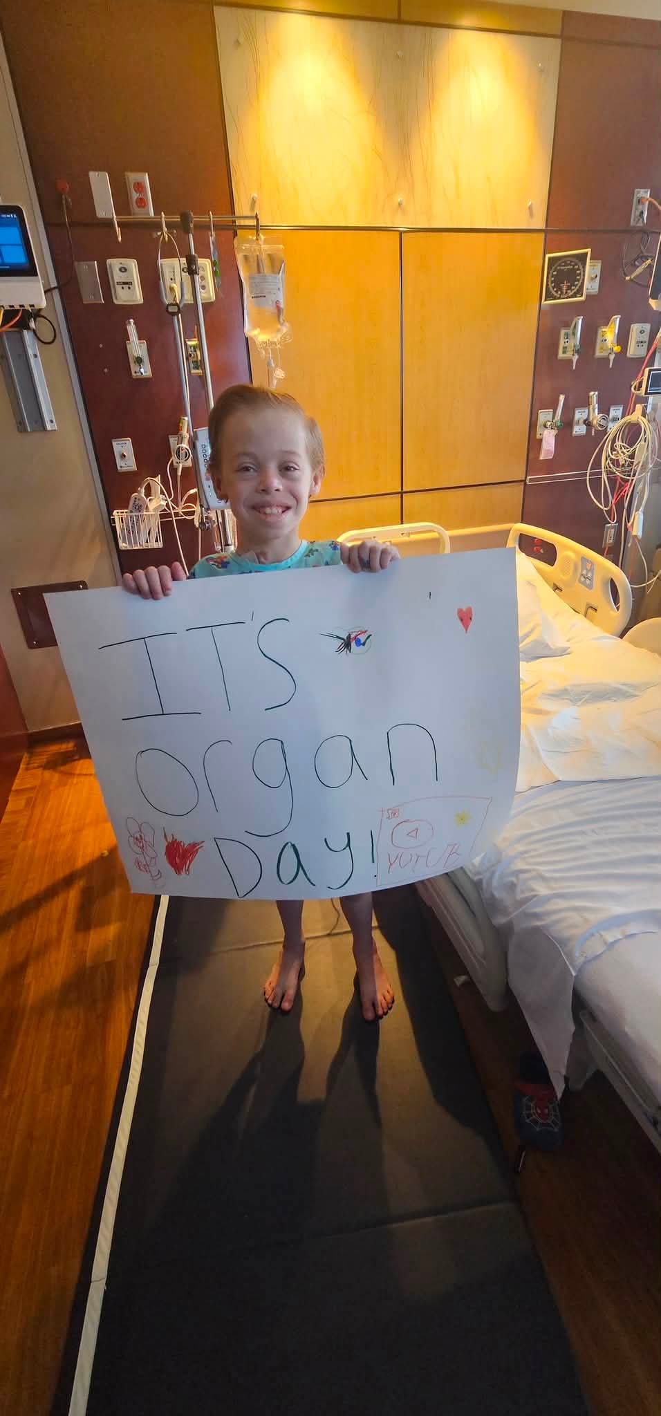 Aidenn on the day of his transplant surgery